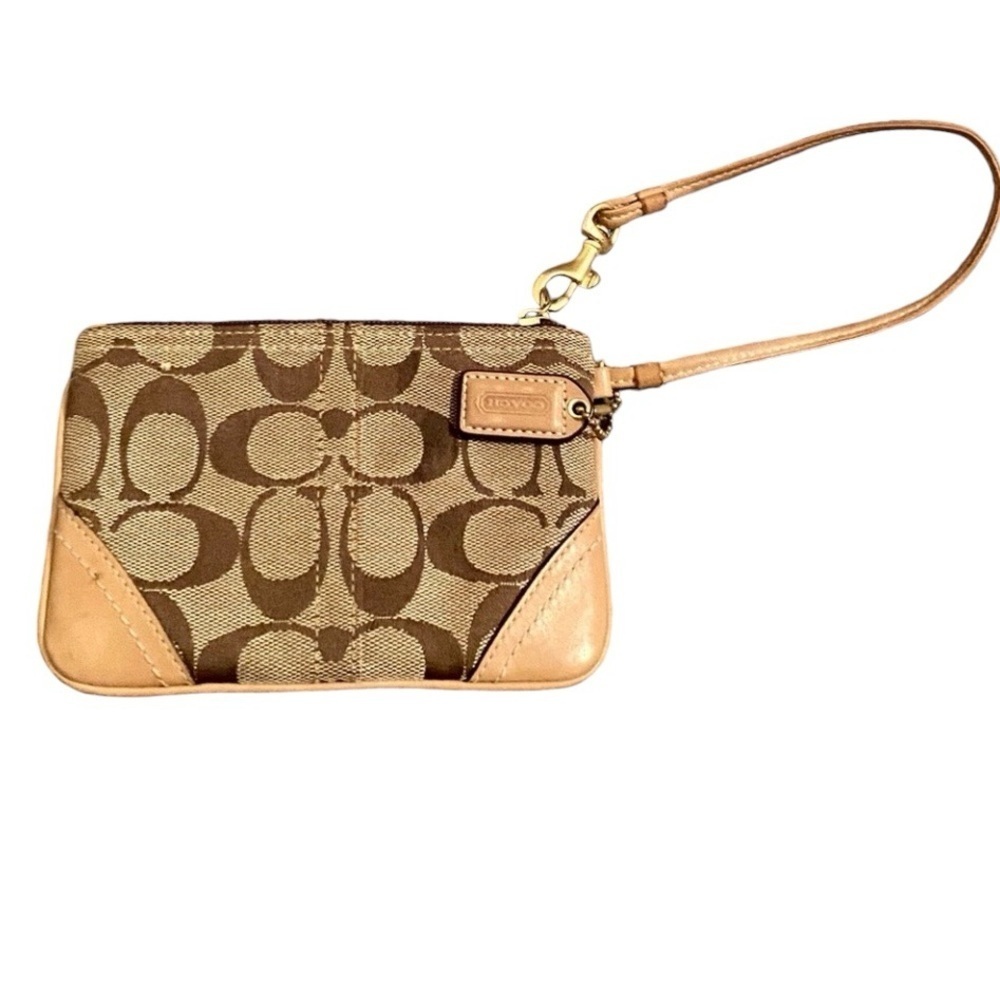 Coach Wristlet Canvas w/Leather trim